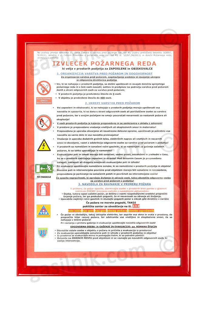 Rdeči leseni okvirji za požarni načrt 